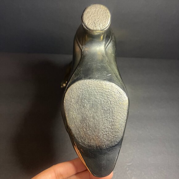 Vintage Victorian Cast Iron Brass-Plated Decorative Ladies Boot Planter Vase - Picture 7 of 7